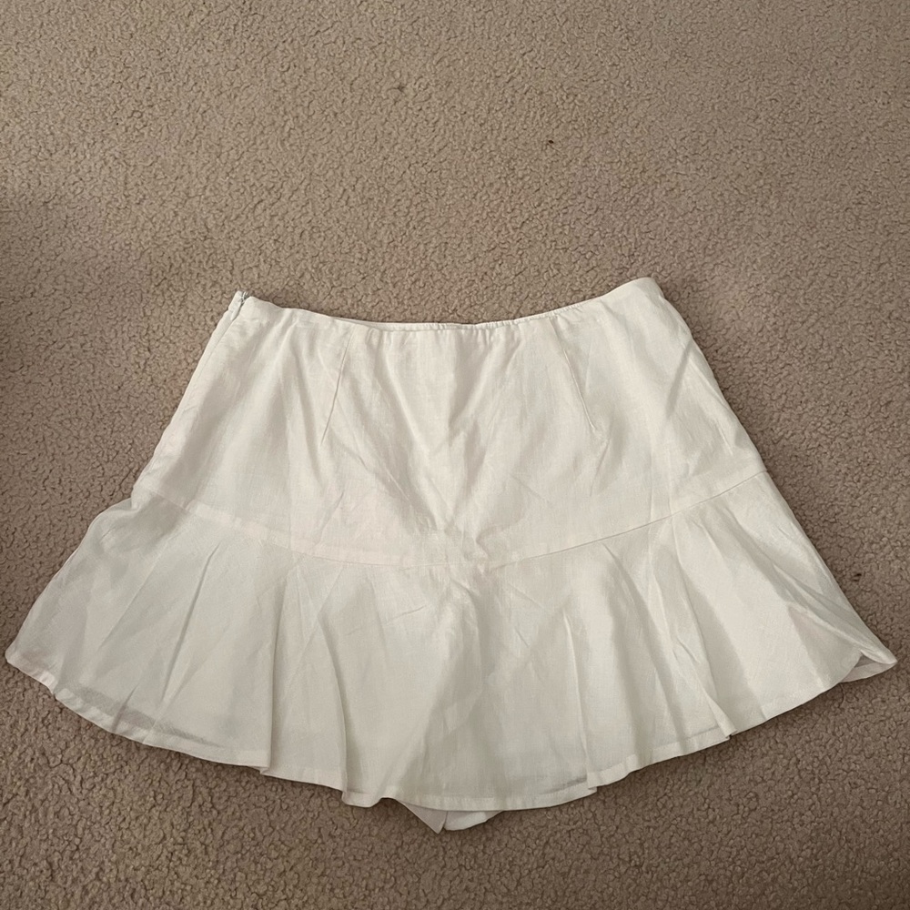 White Skirt with shorts underneath. Linen. Size medium.